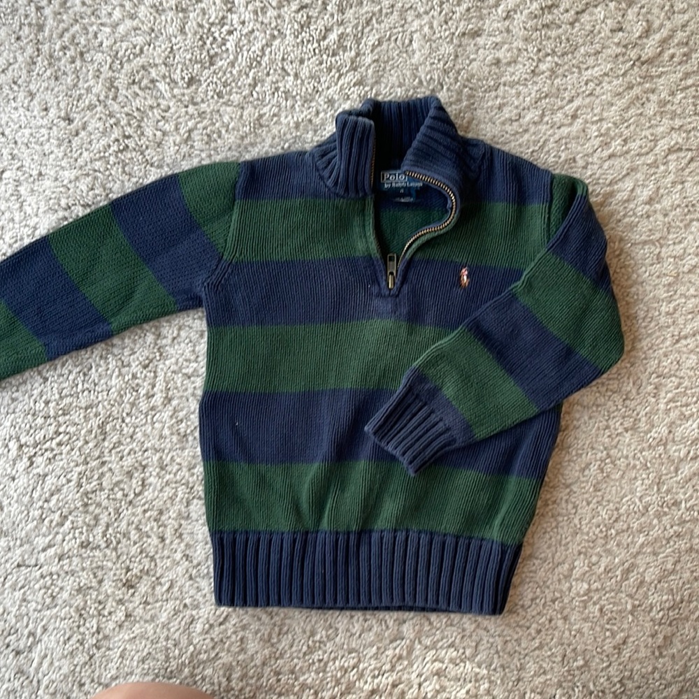 Adorable Rugby Stripe Quarter Zip Sweater 🏉 Ralph Lauren 4T